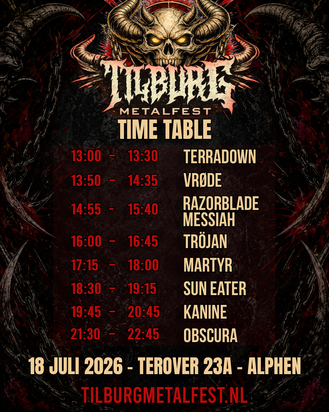 Tilburg Metal Fest 2026 Timetable